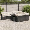 vidaXL Garden Sofa Set Black PE Rattan Large Adjustable Armrests