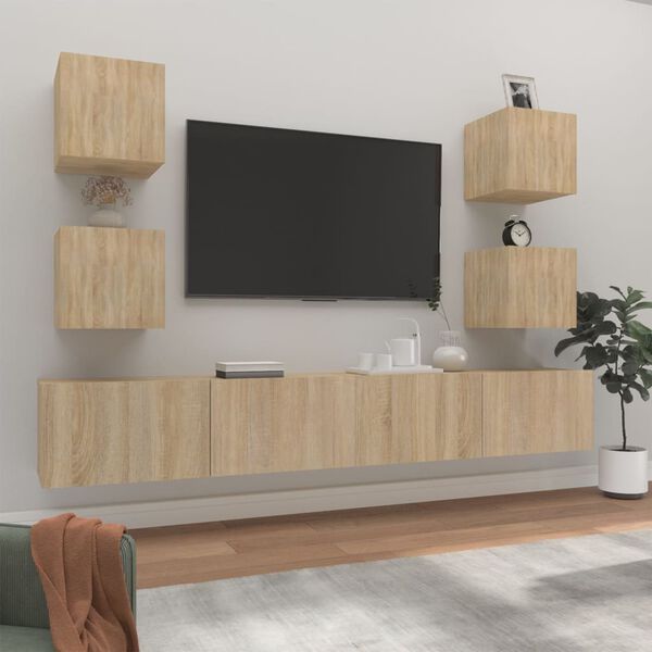 vidaXL TV Cabinet Set Set of 6 Sonoma oak Engineered wood Large