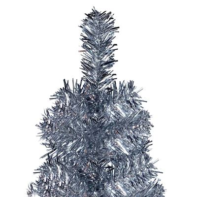 vidaXL Slim Christmas Tree with LEDs Silver 94.5"