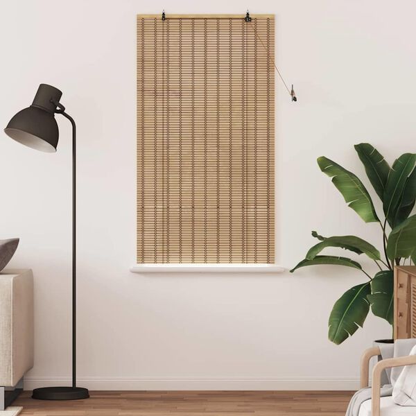 vidaXL Roller Blind with Curtains Nature 31.50 x 62.99 in Bamboo