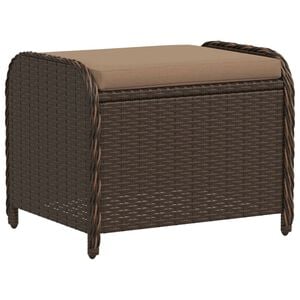 vidaXL Garden Stool Brown PE Rattan Medium Removable Covers