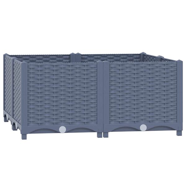 vidaXL Raised Bed Blue Grey Polypropylene 31.5 x 31.5 x 15.0 in