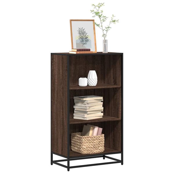 vidaXL Book Cabinet Brown oak Engineered wood, metal Medium Book Cabinet