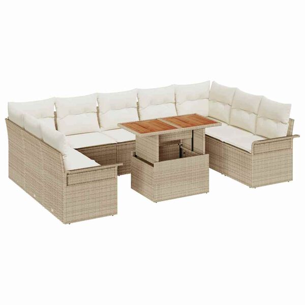 vidaXL Garden Sofa Set with Cushion 10 pcs beige and cream
