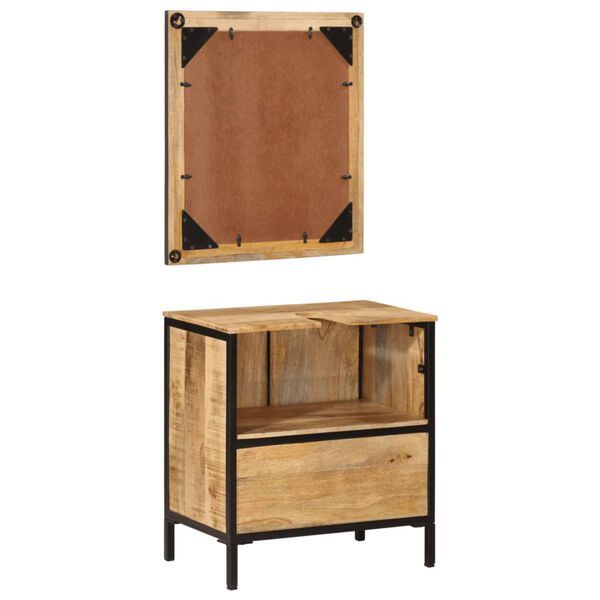 vidaXL Bathroom Furniture Set Multicolor Solid mango wood and iron Compact