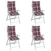 vidaXL Highback Chair Cushion Set of 4 Red Check Pattern