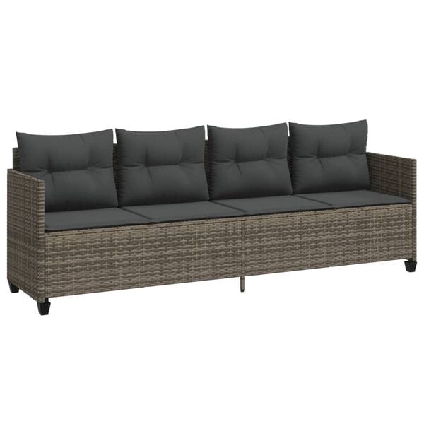 vidaXL Garden Sofa Set Grey PE rattan, powder-coated steel Medium