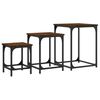 vidaXL Nesting Coffee Table Set of 3 Brown oak Engineered wood, metal