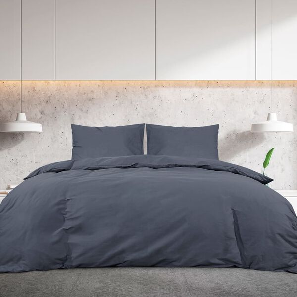vidaXL Duvet Cover Set Anthracite 100% Cotton 55.1x78.7 in Bedding Set
