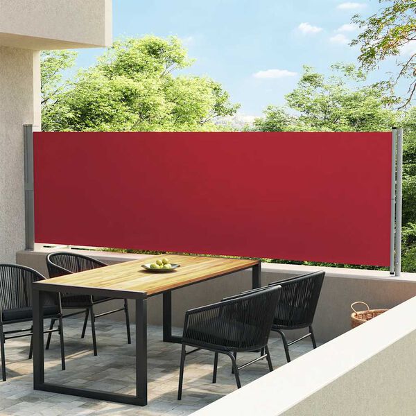 vidaXL Side Awning Red and Grey