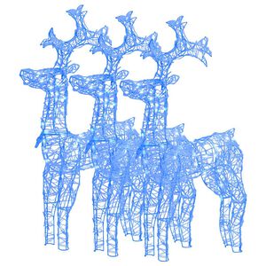 vidaXL Reindeer Christmas Decorations 3 pcs 23.6"x6.3"x39.4" Acrylic