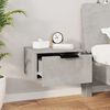 vidaXL Wall-mounted Bedside Cabinet Concrete grey Engineered wood Compact