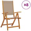 vidaXL Folding Garden Chair Set of 8 Taupe Solid Acacia wood Medium