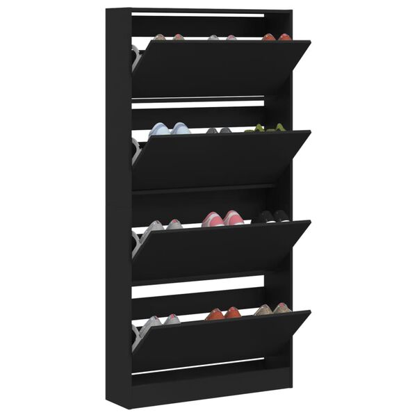 vidaXL Shoe Cabinet Black Engineered wood Tall Shoe Cabinet
