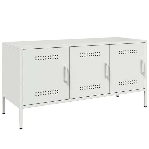 vidaXL TV Cabinet White Steel Medium TV Cabinet Rectangular