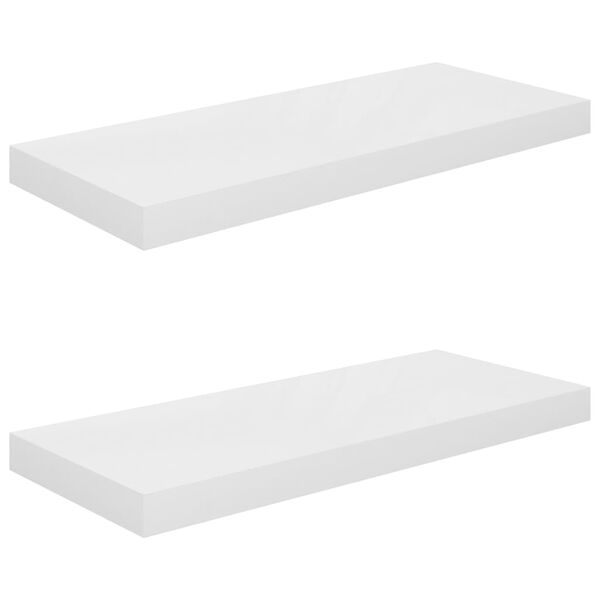 vidaXL Wall Shelf Set of 2 High gloss white Honeycomb MDF, metal