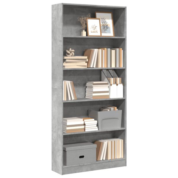 vidaXL Bookcase Concrete Grey Engineered Wood Tall Bookcase