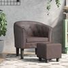vidaXL Tub Chair Brown Faux leather, pinewood, plywood Standard Footrest