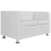 vidaXL Sofa Set Armchair and 2-Seater White Faux Leather