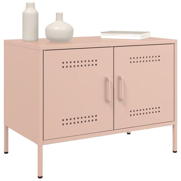 vidaXL TV Cabinet Pink Steel Compact TV Cabinet Rectangular
