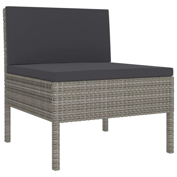 vidaXL Garden Lounge Set Grey PE rattan, powder-coated steel Large