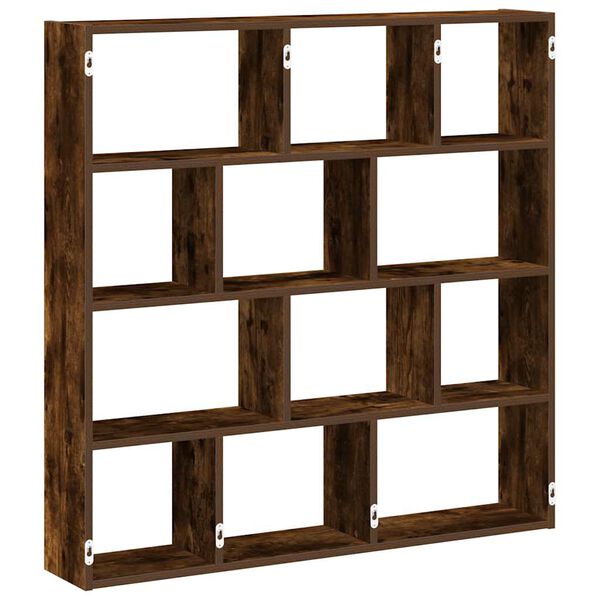 vidaXL Wall Cube Shelf Smoked Oak Engineered Wood Medium Wall Cube Shelf