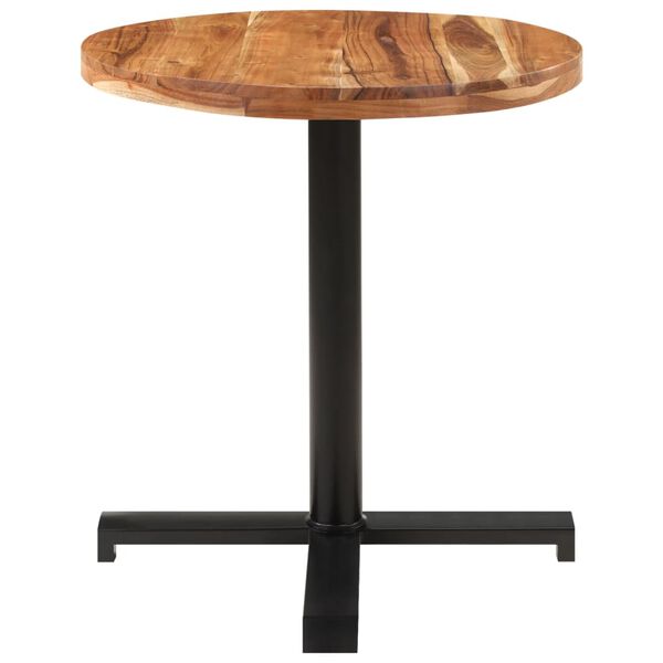 vidaXL Bistro Table Natural wood, Black Solid Acacia Wood, Iron Medium