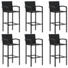 vidaXL 7 Piece Patio Bar Set with Armrest Poly Rattan Black