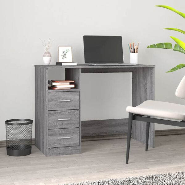 vidaXL Desk Grey sonoma Engineered wood Medium Desk Rectangular