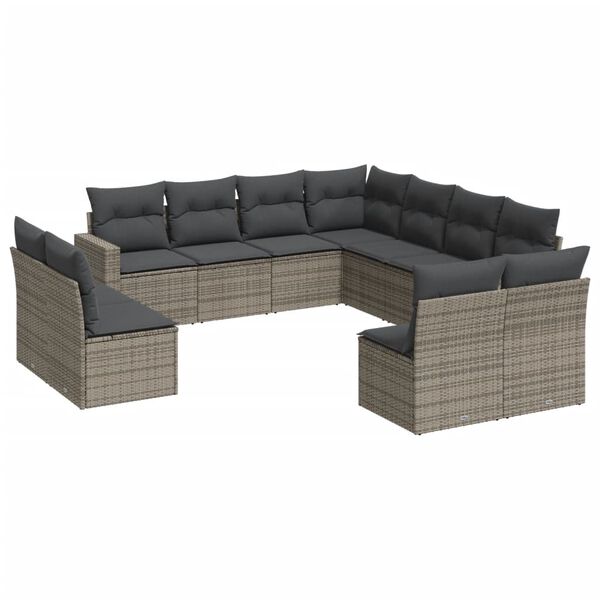 vidaXL Garden Sofa Set Grey PE Rattan Large Modular Garden Sofa Set