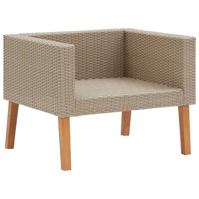 Two-seater wicker accent chair with gray cushion