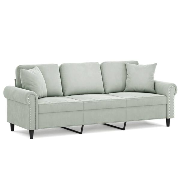 vidaXL 3-seater Sofa Light grey Velvet (100% polyester), metal, textilene