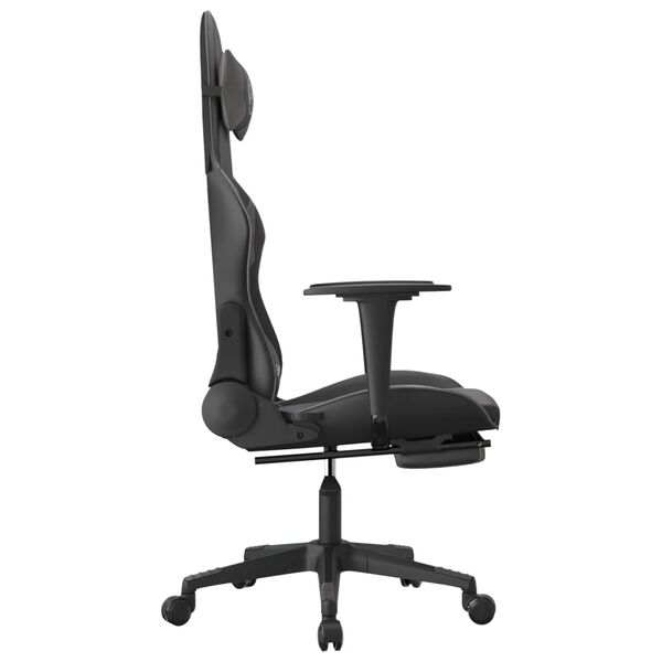 vidaXL Gaming Chair Black and Grey Faux Leather, Metal, Plywood, Foam