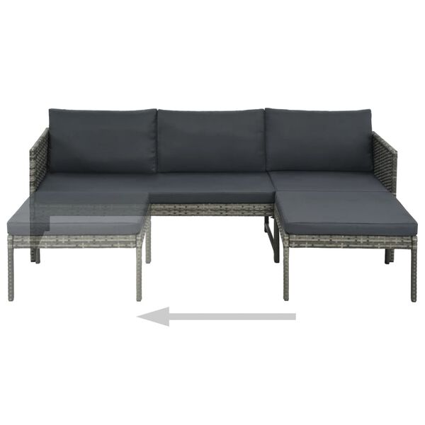 vidaXL Garden Lounge Set Grey PE rattan Large Modular