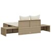 vidaXL Double Sun Lounger Beige Poly Rattan, Powder-Coated Steel Double