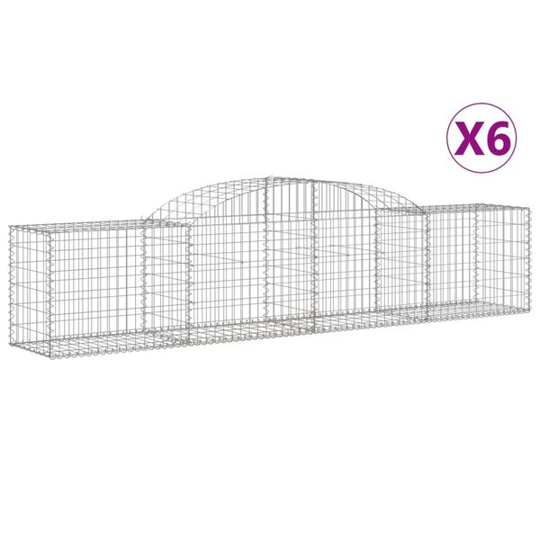 vidaXL Gabion Basket Set of 6 Silver Galvanized Iron Large