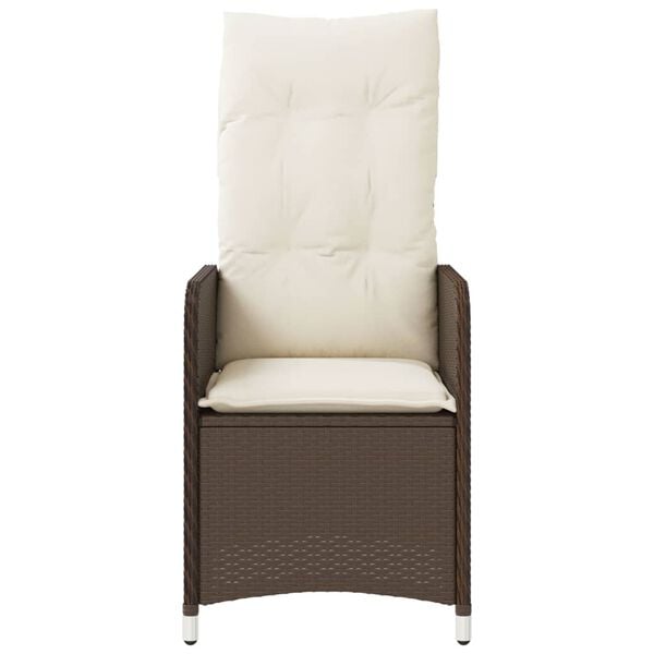vidaXL Reclining Garden Chair Brown PE rattan, powder-coated steel Medium