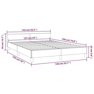 vidaXL Bed Frame with Headboard Light Gray 53.9"x74.8" Full Velvet