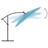 vidaXL Garden Parasol Blue Polyester, Steel, Straw Large