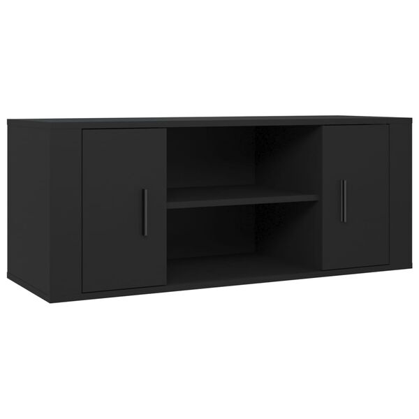 vidaXL TV Cabinet Black Engineered wood Medium TV Cabinet Rectangular