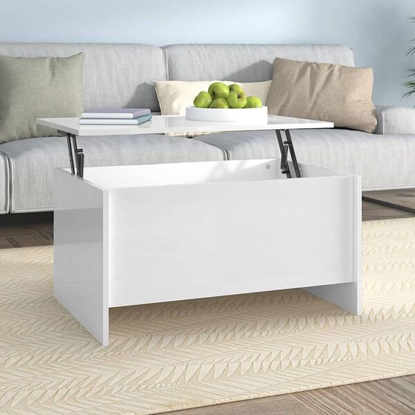 vidaXL Coffee Table High gloss white Engineered wood 31.5 x 21.9 x 16.3 in
