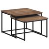 vidaXL Nesting Coffee Table Set of 2 Grey Solid Teak wood, Metal Small