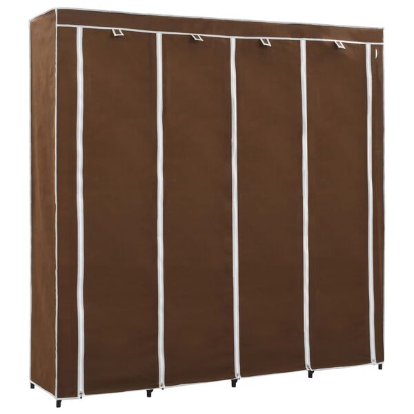 vidaXL Wardrobe Brown Iron tube and 100% polyester Large Wardrobe