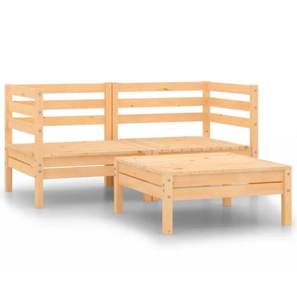 vidaXL Garden Lounge Set Natural Wood Solid pinewood Standard Modular
