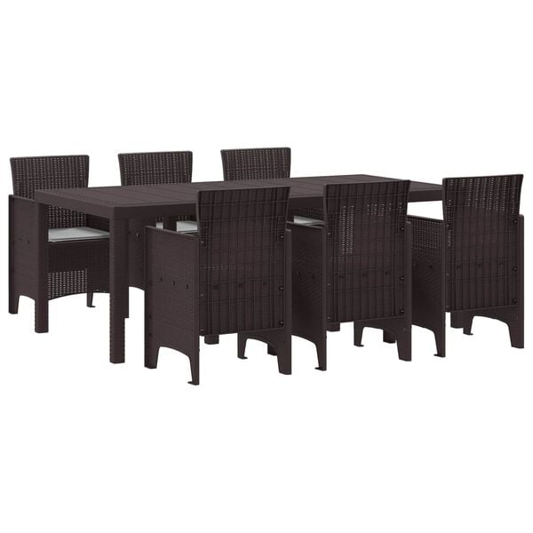 vidaXL Garden Dining Set 7 pcs Brown Polt rattan