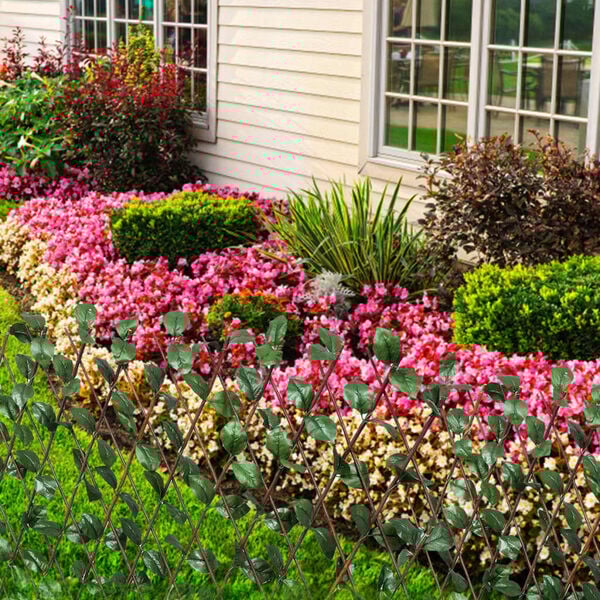 vidaXL Willow Trellis Fence 5 pcs with Artificial Leaves 70.8"x35.4"