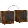 vidaXL Bedside Cabinet Smoked Oak Engineered Wood, Glass Compact