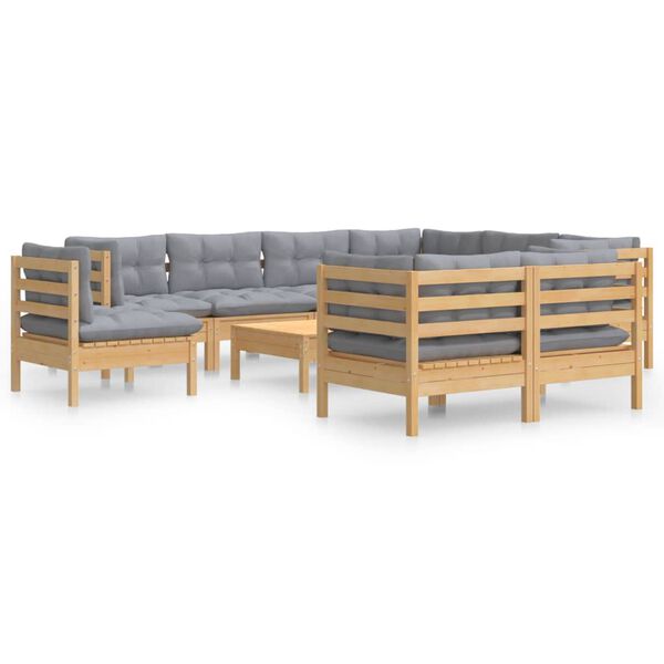 vidaXL Garden Lounge Set Grey Solid pinewood Large Modular