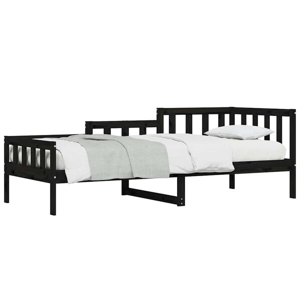 vidaXL Day Bed Black Solid Pine Wood 80.1 in x 34.6 in x 27.0 in