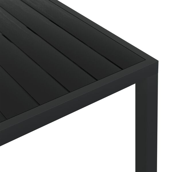 vidaXL Garden Dining Table Black Aluminum and WPC Large